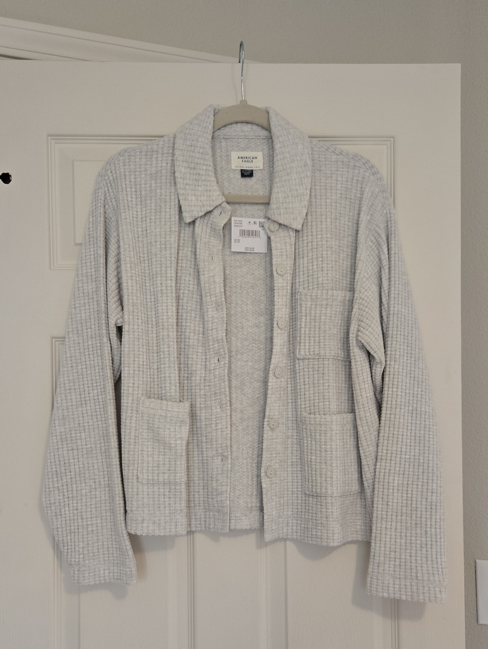 NWT American Eagle Fleece Waffle Button Up Sweater